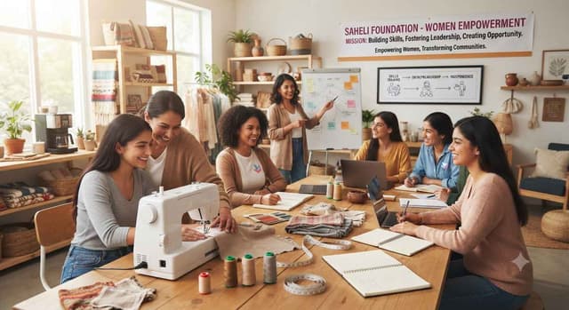 Women learning, developing skills, and building confidence through empowerment opportunities